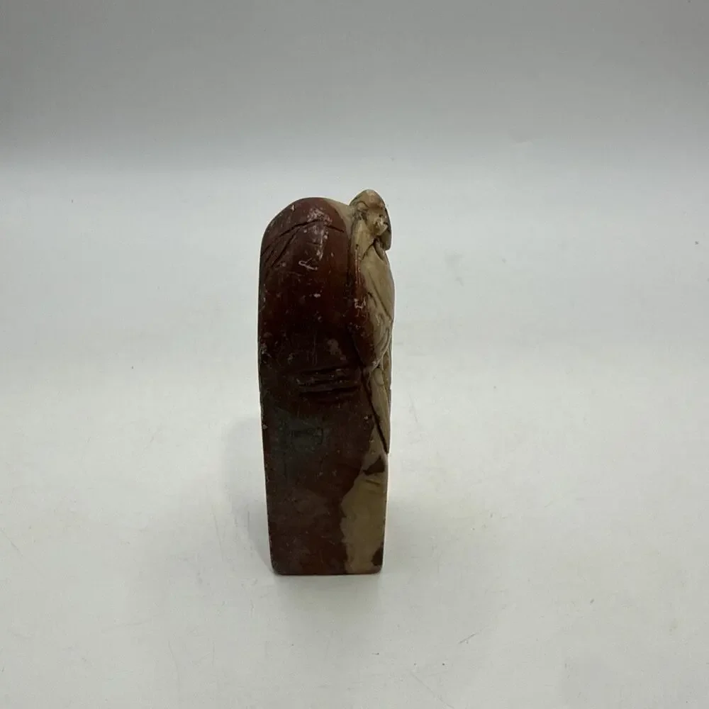 Vintage Chinese Carved Soapstone Bird Seal Chop Stamp Red Seal Script 3” *